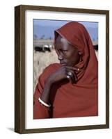 Young Datoga Man Tends His Family's Livestock on Plains East of Lake Manyara in Northern Tanzania-Nigel Pavitt-Framed Photographic Print