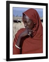 Young Datoga Man Tends His Family's Livestock on Plains East of Lake Manyara in Northern Tanzania-Nigel Pavitt-Framed Photographic Print