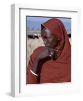 Young Datoga Man Tends His Family's Livestock on Plains East of Lake Manyara in Northern Tanzania-Nigel Pavitt-Framed Photographic Print