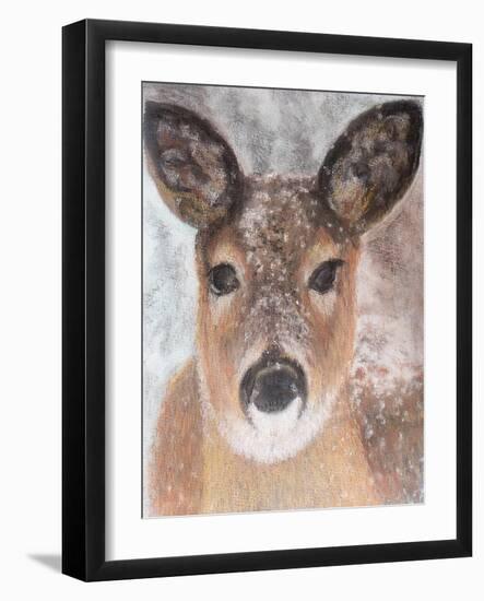 Young Deer in Winter, 2017-Margo Starkey-Framed Giclee Print