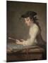 Young Draftsman, c.1737-Jean-Baptiste Simeon Chardin-Mounted Giclee Print