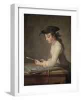 Young Draftsman, c.1737-Jean-Baptiste Simeon Chardin-Framed Giclee Print