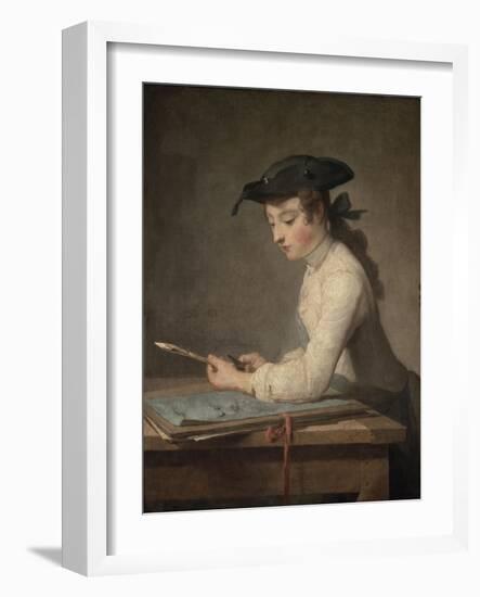 Young Draftsman, c.1737-Jean-Baptiste Simeon Chardin-Framed Giclee Print