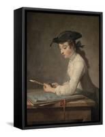 Young Draftsman, c.1737-Jean-Baptiste Simeon Chardin-Framed Stretched Canvas