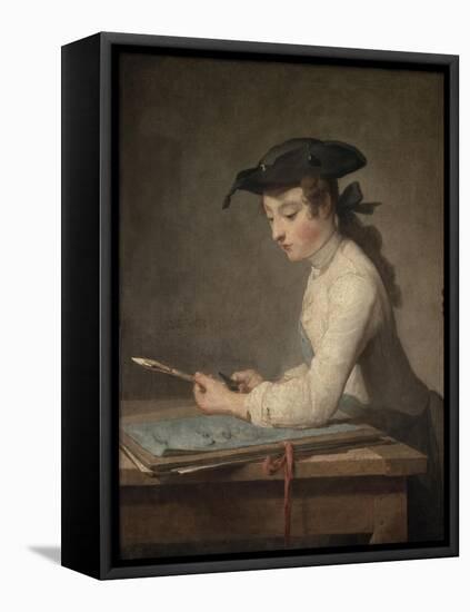 Young Draftsman, c.1737-Jean-Baptiste Simeon Chardin-Framed Stretched Canvas