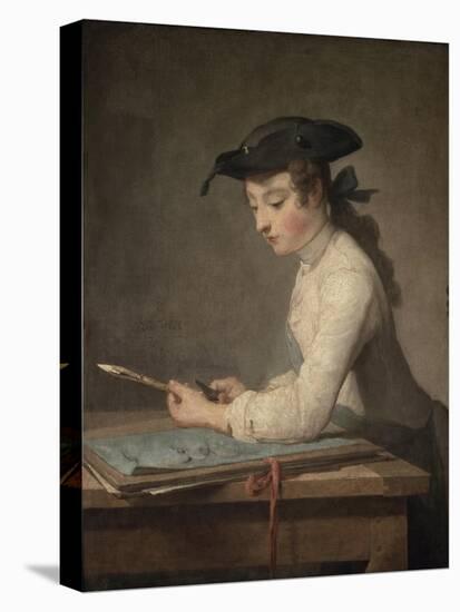 Young Draftsman, c.1737-Jean-Baptiste Simeon Chardin-Stretched Canvas