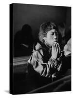 Young Eskimo Boy Attending Church, Praying During Church Services-null-Stretched Canvas