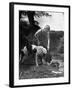 Young Farm Boy Watching His Dog Sniff a Large Turtle at the Pond-Myron Davis-Framed Photographic Print