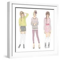 Young Fashion Girls Illustration. Teen Females-cherry blossom girl-Framed Premium Giclee Print