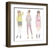 Young Fashion Girls Illustration. Teen Females-cherry blossom girl-Framed Art Print