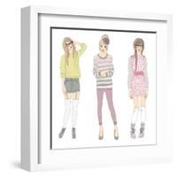 Young Fashion Girls Illustration. Teen Females-cherry blossom girl-Framed Art Print