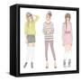 Young Fashion Girls Illustration. Teen Females-cherry blossom girl-Framed Stretched Canvas