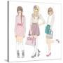 Young Fashion Girls Illustration. With Teen Females-cherry blossom girl-Stretched Canvas