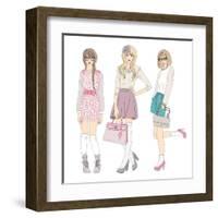 Young Fashion Girls Illustration. With Teen Females-cherry blossom girl-Framed Art Print