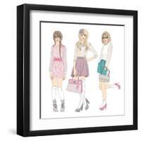 Young Fashion Girls Illustration. With Teen Females-cherry blossom girl-Framed Art Print