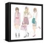 Young Fashion Girls Illustration. With Teen Females-cherry blossom girl-Framed Stretched Canvas