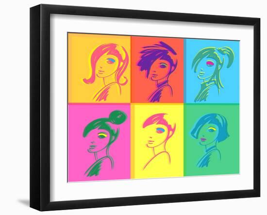 Young Fashion Woman Design, Pop Art Style-lavitrei-Framed Art Print