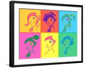 Young Fashion Woman Design, Pop Art Style-lavitrei-Framed Art Print