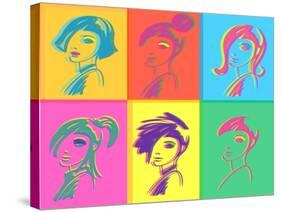 Young Fashion Woman Design, Pop Art-lavitrei-Stretched Canvas