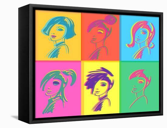 Young Fashion Woman Design, Pop Art-lavitrei-Framed Stretched Canvas