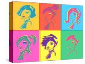 Young Fashion Woman Design, Pop Art-lavitrei-Stretched Canvas