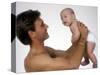 Young Father Holding Newborn Child-Bill Bachmann-Stretched Canvas