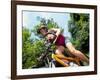 Young Female Recreational Mountain Biker Riding in the Forest-null-Framed Photographic Print