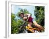 Young Female Recreational Mountain Biker Riding in the Forest-null-Framed Photographic Print