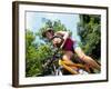 Young Female Recreational Mountain Biker Riding in the Forest-null-Framed Photographic Print