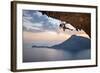 Young Female Rock Climber at Sunset, Kalymnos Island, Greece-photobac-Framed Photographic Print