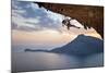 Young Female Rock Climber at Sunset, Kalymnos Island, Greece-photobac-Mounted Photographic Print