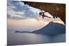 Young Female Rock Climber at Sunset, Kalymnos Island, Greece-photobac-Mounted Photographic Print