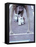 Young Female Runner at the Starting Position-null-Framed Stretched Canvas