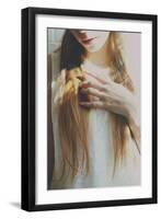 Young Female with Hand Touching Her Hair-Carolina Hernandez-Framed Photographic Print