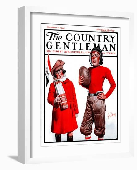 "Young Football Player," Country Gentleman Cover, November 22, 1924-George Brehm-Framed Giclee Print