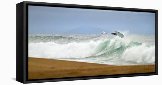 Young French Surfer with a Radical Air in Plage Les Casernes, France-Axel Brunst-Framed Stretched Canvas