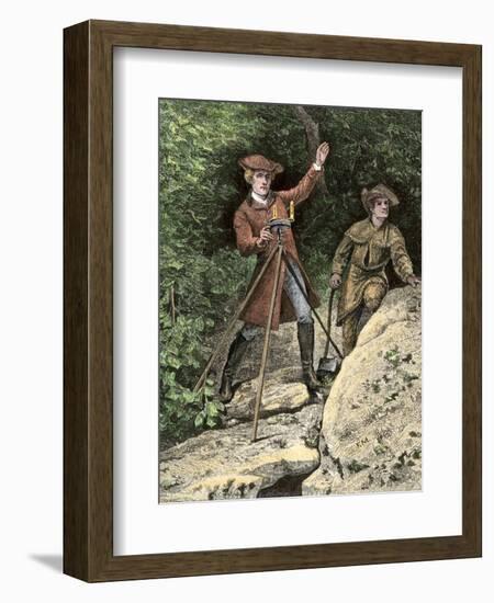 Young George Washington Working as a Surveyor in Virginia-null-Framed Giclee Print