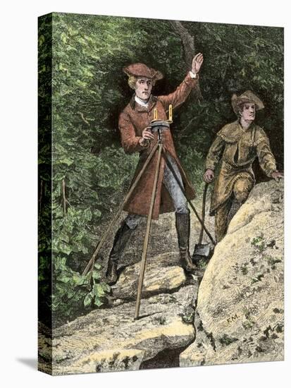 Young George Washington Working as a Surveyor in Virginia-null-Stretched Canvas