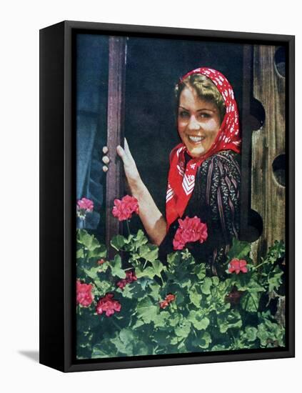 Young German Woman at a Window, 1943-null-Framed Stretched Canvas