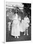 Young Girl and Attending Young Boy, Ca. 1900-null-Framed Photographic Print