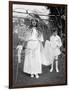 Young Girl and Attending Young Boy, Ca. 1900-null-Framed Photographic Print