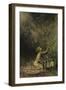 Young girl and bat-like-Arthur Rackham-Framed Giclee Print