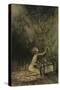 Young girl and bat-like-Arthur Rackham-Stretched Canvas