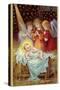 Young Girl Angels Admiring Christ Child-null-Stretched Canvas