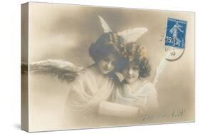 Young Girl Angels Reading-null-Stretched Canvas
