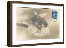 Young Girl Angels Reading-null-Framed Art Print