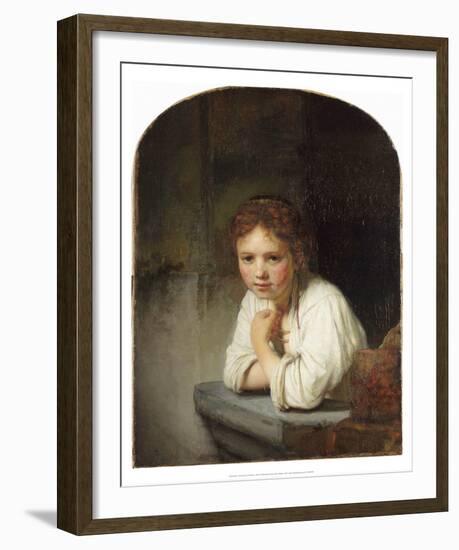 Young Girl at a Window (1645)-Rembrandt van Rijn-Framed Art Print