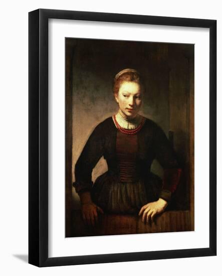 Young Girl at an Open Half-Door, 1645-Rembrandt van Rijn-Framed Giclee Print