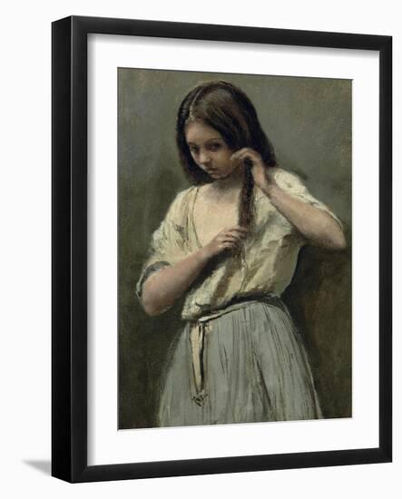 Young Girl at Her Toilet-Jean-Baptiste-Camille Corot-Framed Giclee Print