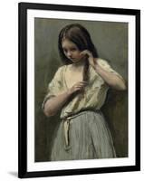 Young Girl at Her Toilet-Jean-Baptiste-Camille Corot-Framed Premium Giclee Print